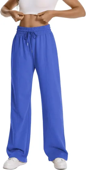 Auriviz Womens High Waisted Drawstring Sweatpants Straight Leg Pants Side Hidden Pockets Sweat Pants 30 Inseam