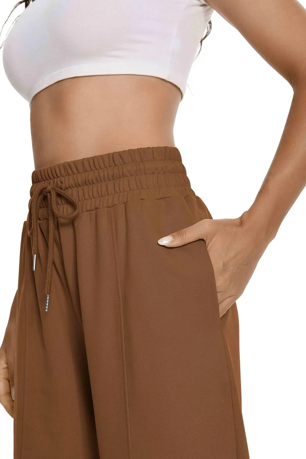 Auriviz Womens High Waisted Drawstring Sweatpants Straight Leg Pants Side Hidden Pockets Sweat Pants 30 Inseam