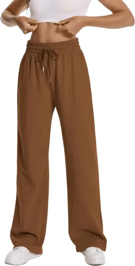 Auriviz Womens High Waisted Drawstring Sweatpants Straight Leg Pants Side Hidden Pockets Sweat Pants 30 Inseam