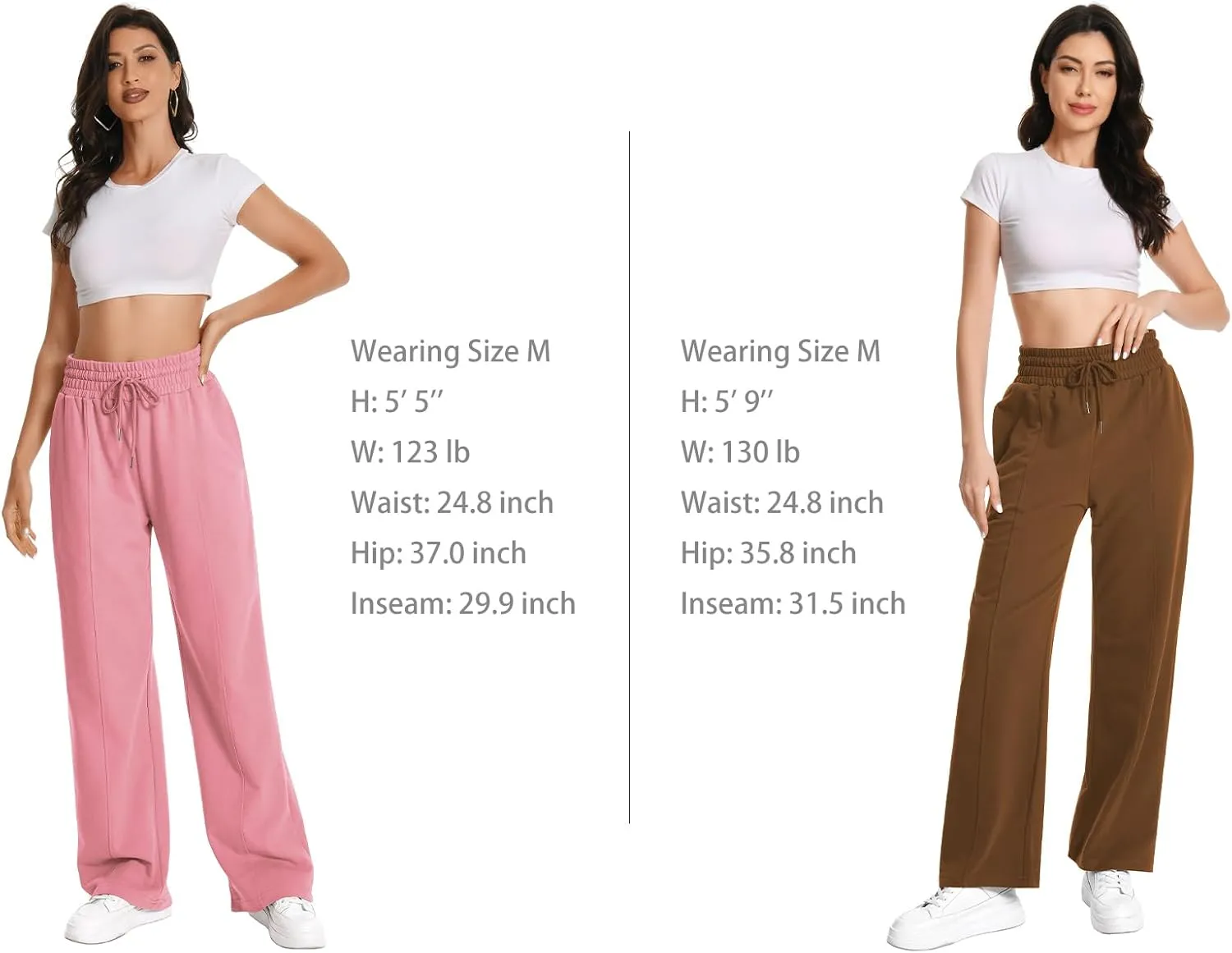 Auriviz Womens High Waisted Drawstring Sweatpants Straight Leg Pants Side Hidden Pockets Sweat Pants 30 Inseam