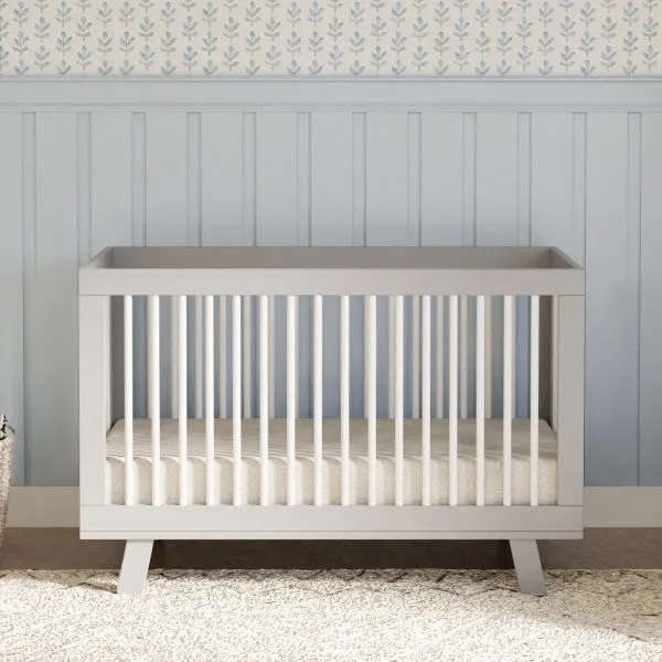 Babyletto Hudson 3-in-1 Convertible Crib with Toddler Conversion Kit - Grey and White