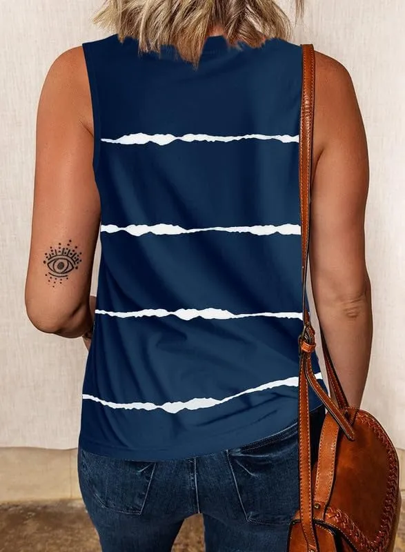 Biucly Womens Summer Crewneck Tank Top Casual Loose Sleeveless Tops Shirts