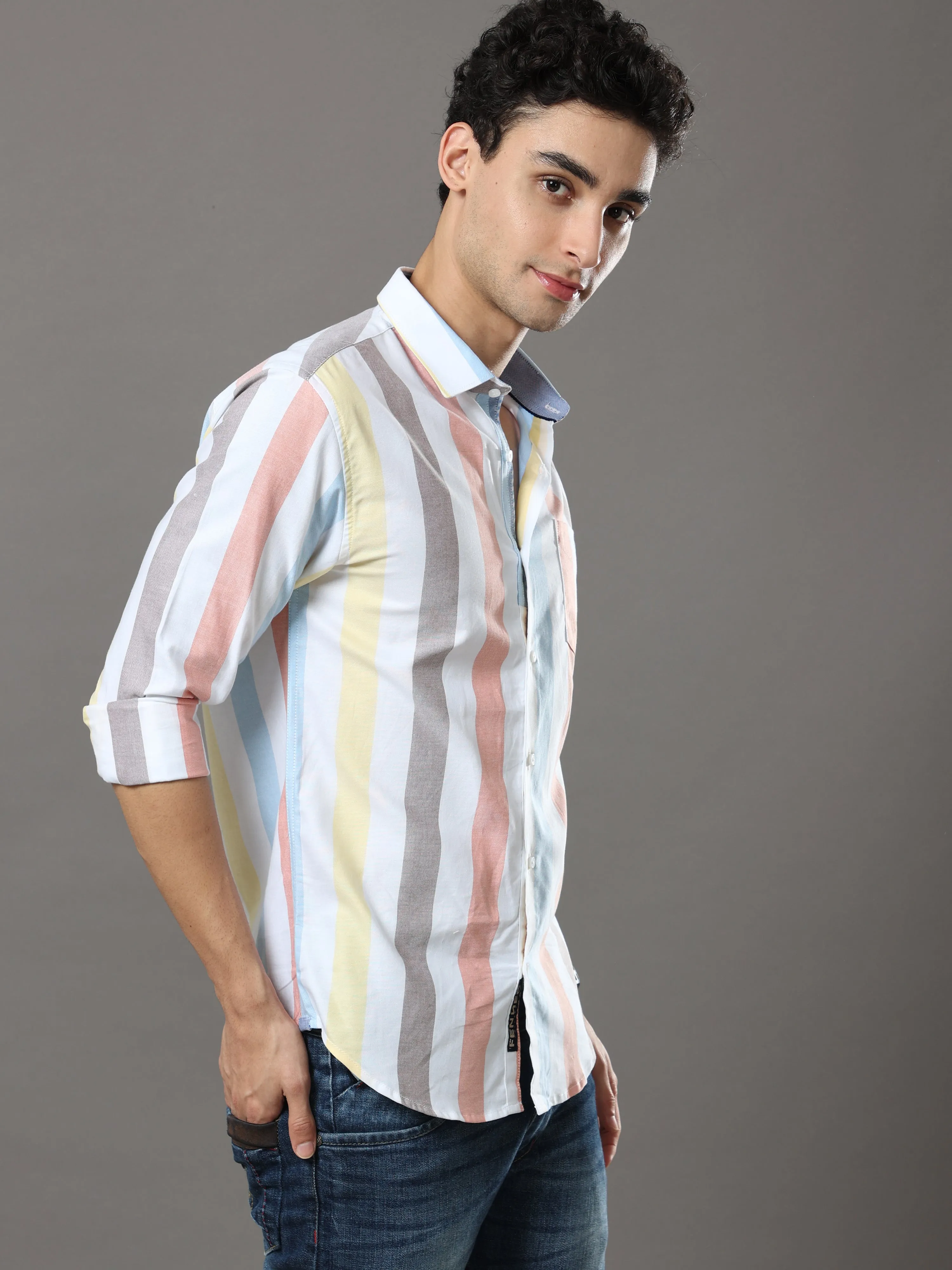 Blue And Yellow Stripes Shirt