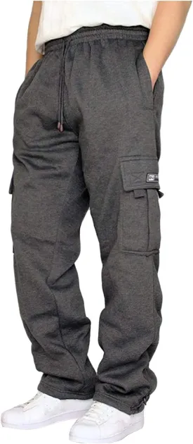 Cargo Sweatpants for Men Cargo Pants Fleece Joggers Elastic Waist Baggy Drawstring Trousers Sweat Pants with Pockets