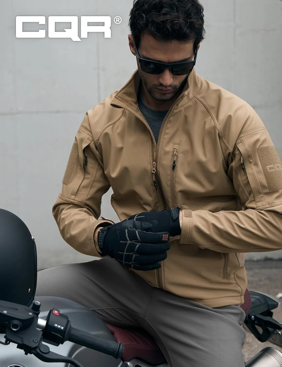 CQR Men's Fleece Lined Tactical Softshell Jackets, Lightweight Water Resistant Hunting Hiking Jacket, Winter Outdoor Jacket