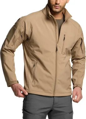 CQR Men's Fleece Lined Tactical Softshell Jackets, Lightweight Water Resistant Hunting Hiking Jacket, Winter Outdoor Jacket