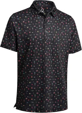 DEOLAX Mens Golf Shirt Moisture Wicking Dry Fit Performance Mens Polo Shirt Regular Fit Fashion Print Short Sleeve Polo
