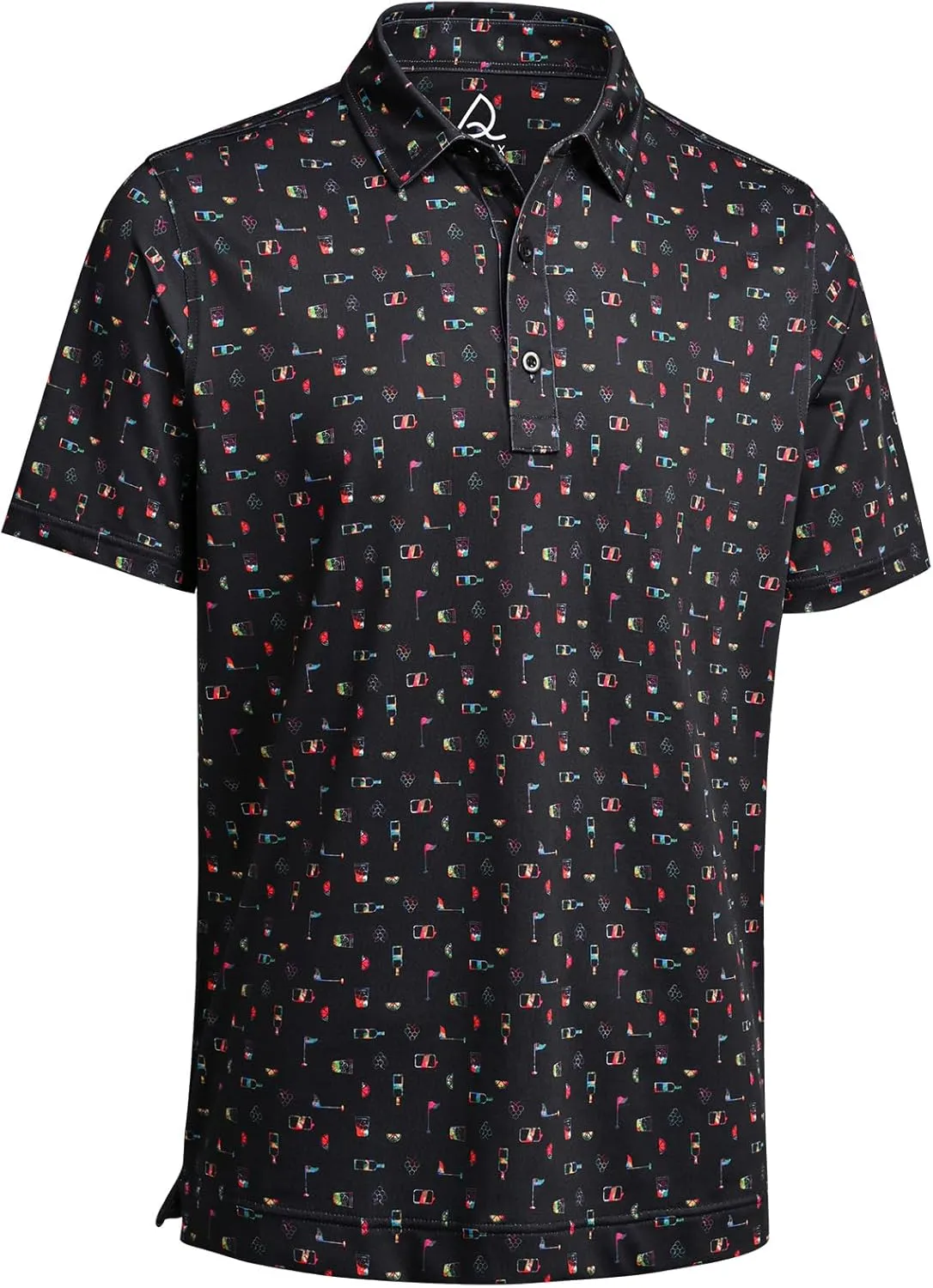 DEOLAX Mens Golf Shirt Moisture Wicking Dry Fit Performance Mens Polo Shirt Regular Fit Fashion Print Short Sleeve Polo