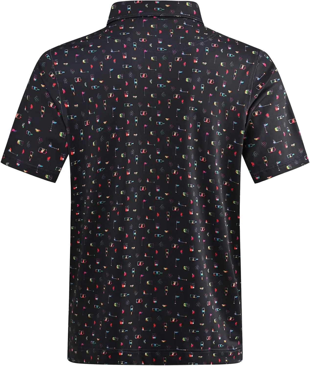 DEOLAX Mens Golf Shirt Moisture Wicking Dry Fit Performance Mens Polo Shirt Regular Fit Fashion Print Short Sleeve Polo