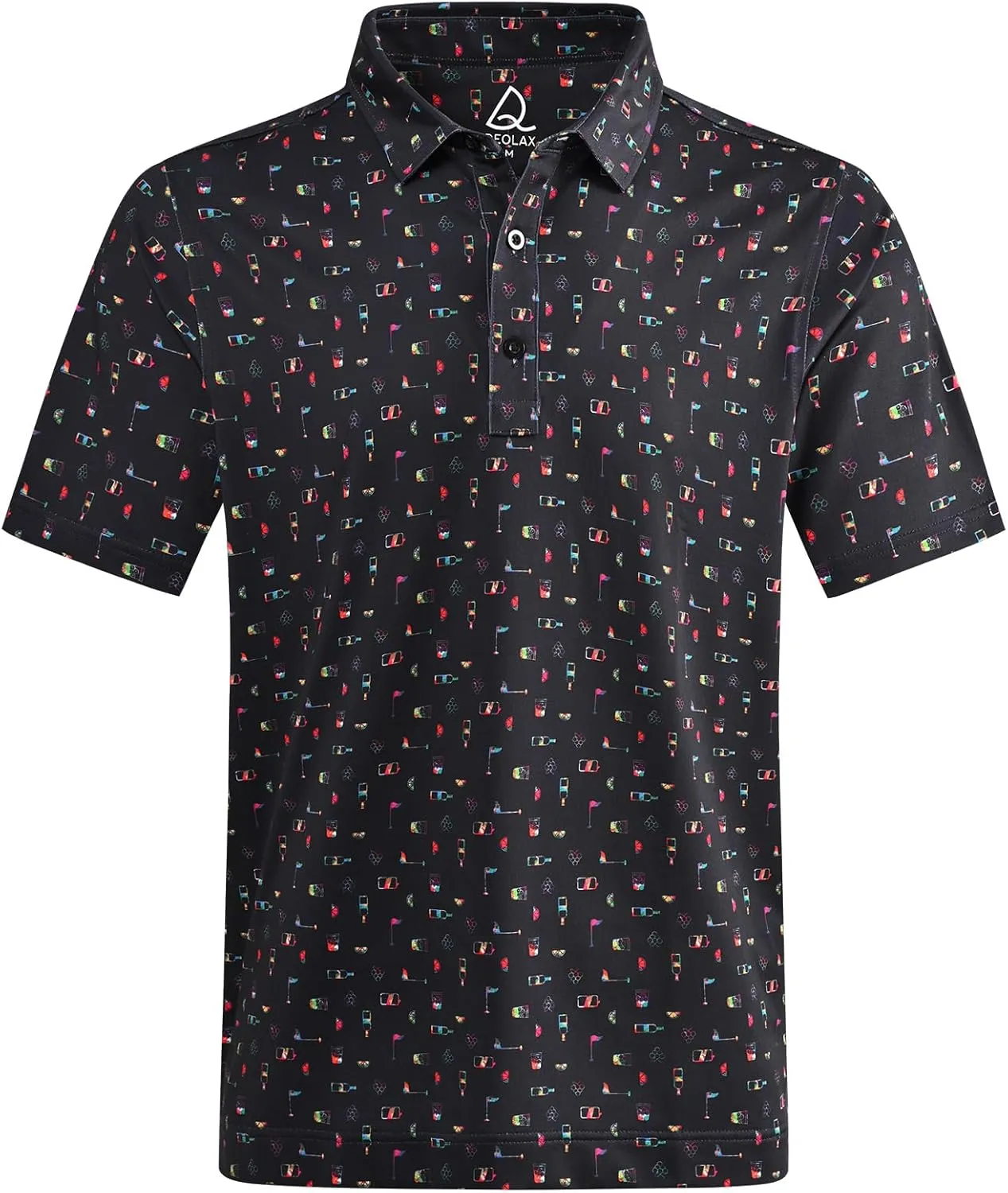 DEOLAX Mens Golf Shirt Moisture Wicking Dry Fit Performance Mens Polo Shirt Regular Fit Fashion Print Short Sleeve Polo
