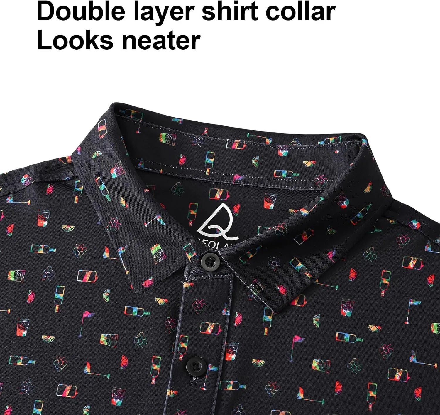 DEOLAX Mens Golf Shirt Moisture Wicking Dry Fit Performance Mens Polo Shirt Regular Fit Fashion Print Short Sleeve Polo