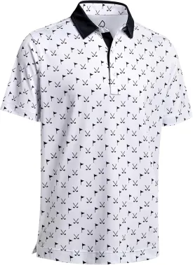 DEOLAX Mens Polo Shirts Moisture Wicking Dry Fit Performance Mens Golf Shirt Regular Fit Fashion Print Short Sleeve Polo