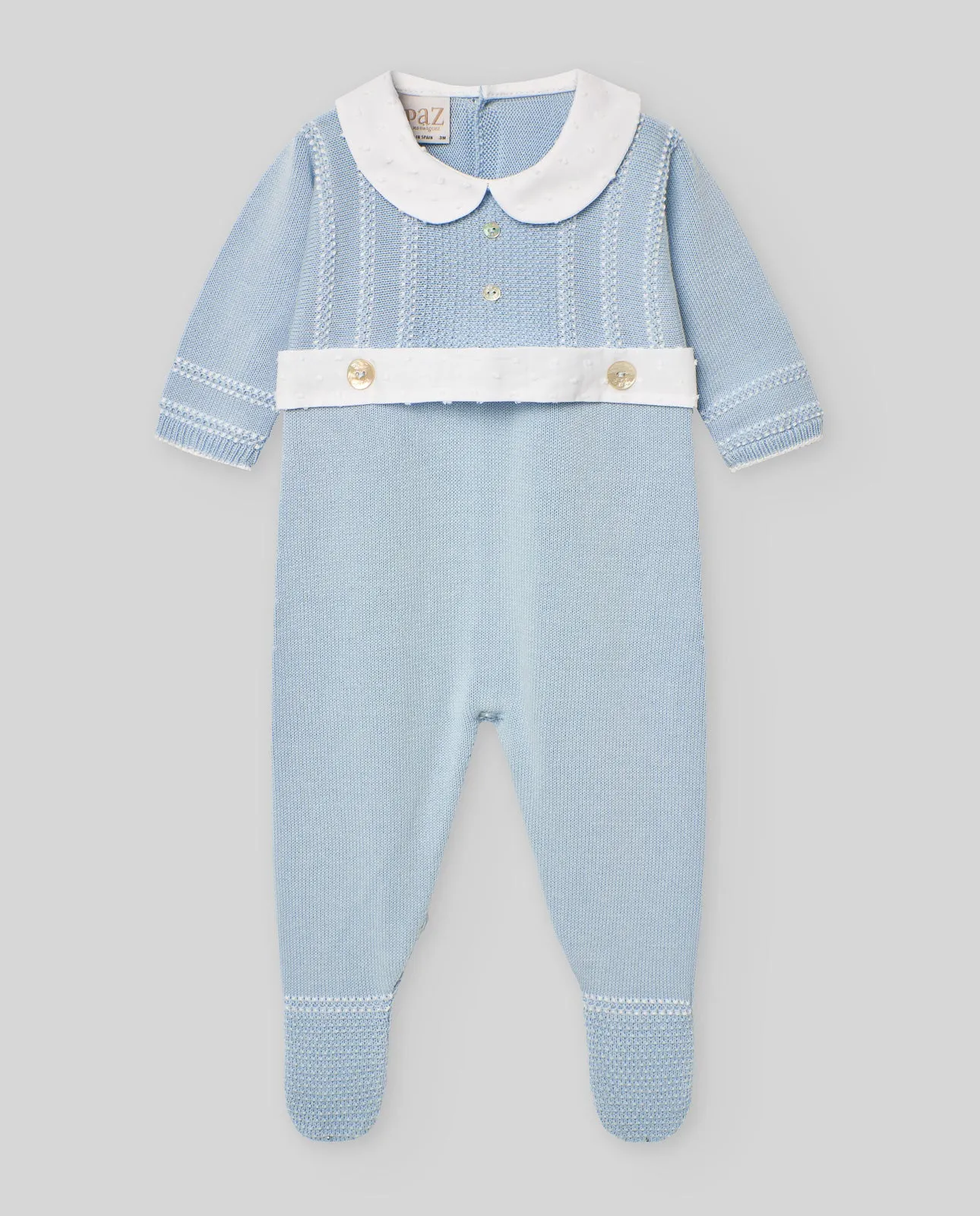 Dot Collar Knit Footie w/ Hat