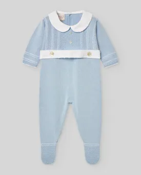 Dot Collar Knit Footie w/ Hat