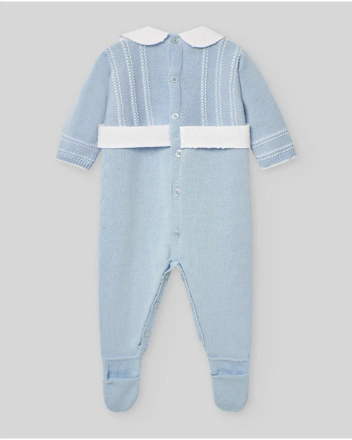 Dot Collar Knit Footie w/ Hat