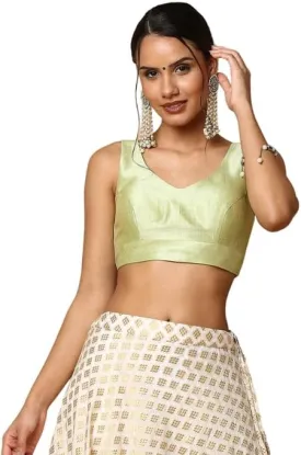 Dupion Solid Saree Blouse Top Sweetheart Neck Sleeveless Hook and Eye Closure Back Open Choli Sari