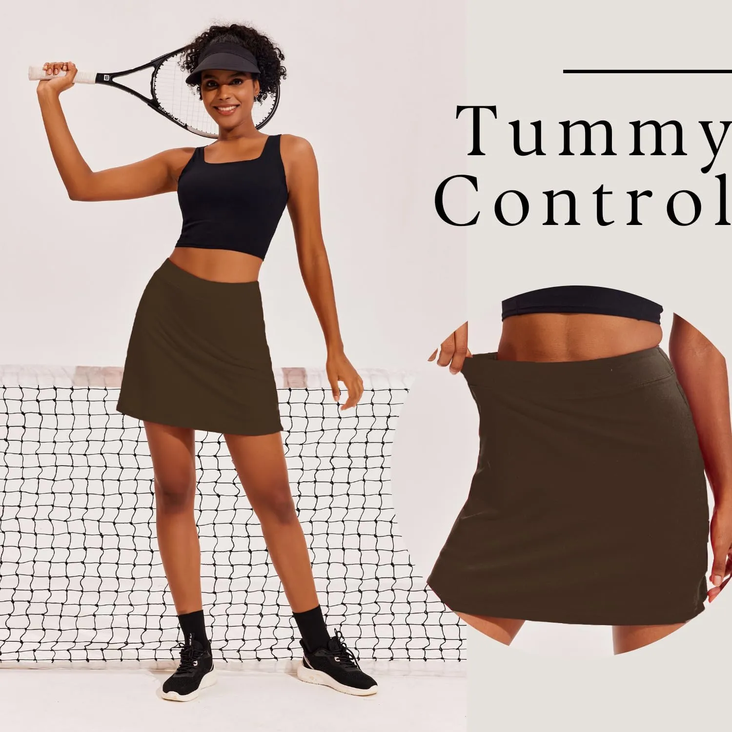 Ekouaer Golf Skirts for Woman with Pockets Silicone Grippers Tennis Skirt Inner Shorts Athletic Pickleball Running Skort