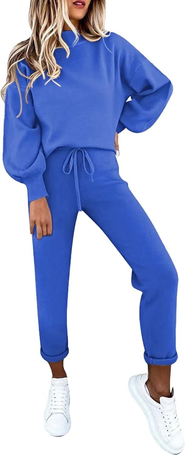 Fixmatti Women's 2 Piece Outfits Long Sleeve Pullover Sweatshirt Jogger Pants Sweatsuit