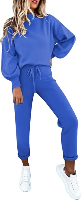 Fixmatti Women's 2 Piece Outfits Long Sleeve Pullover Sweatshirt Jogger Pants Sweatsuit