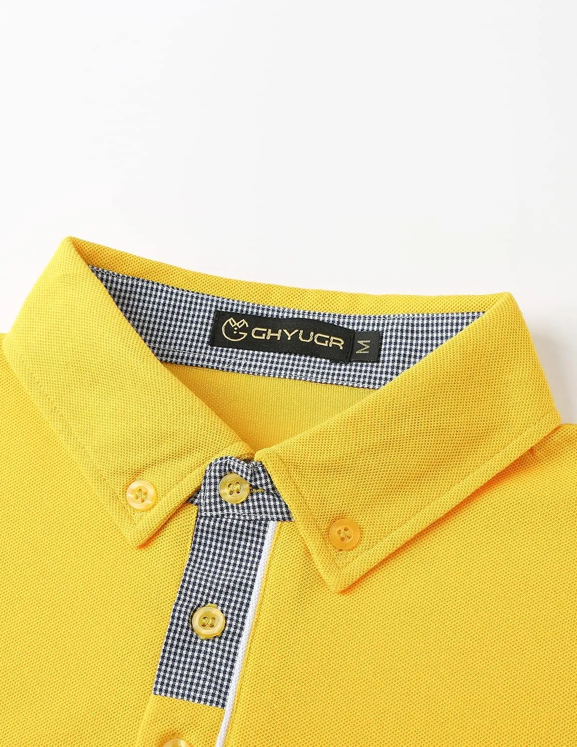 GHYUGR Men's Polo Shirts Short Sleeve Slim Fit Polo Casual Plaid Splice T-Shirts