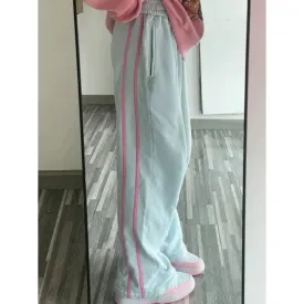 Girlary Y2k Casual Sport Sweatpants Women Kpop Oversize Striped Baggy Korean Fashion Jogger Pants Autumn Wide Cutecore Hippie