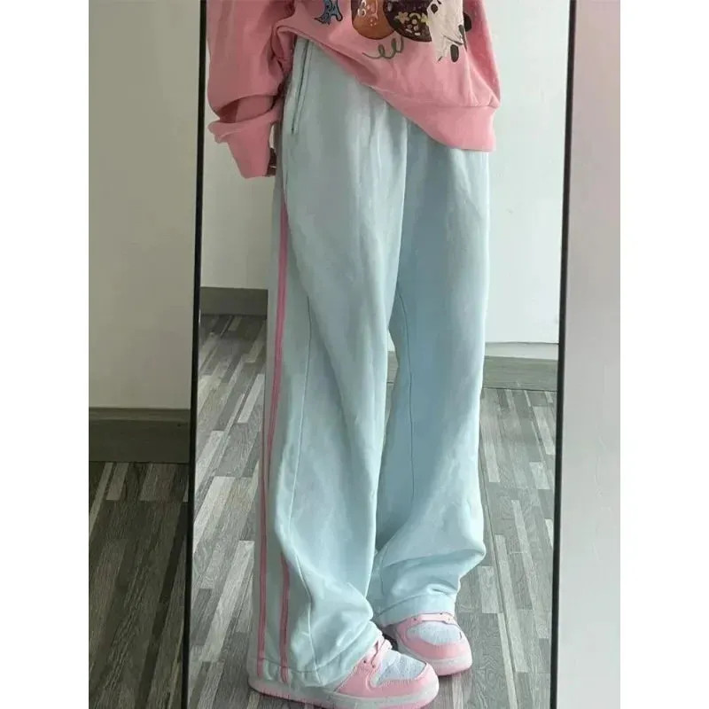 Girlary Y2k Casual Sport Sweatpants Women Kpop Oversize Striped Baggy Korean Fashion Jogger Pants Autumn Wide Cutecore Hippie