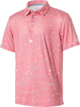 Golf Shirts for Men Dry Fit Performance Short Sleeve Print Moisture Wicking Polo Shirt