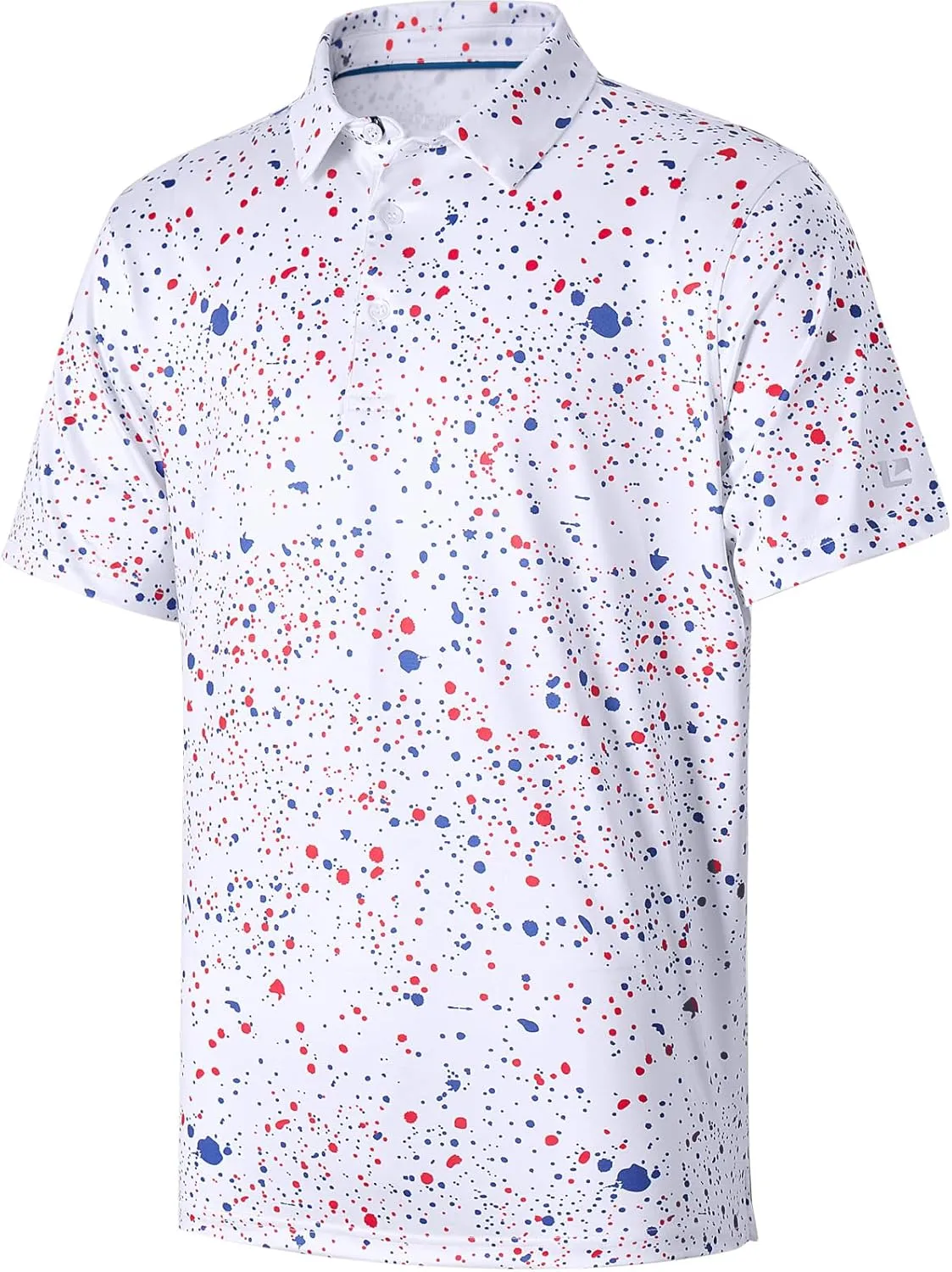 Golf Shirts for Men Dry Fit Performance Short Sleeve Print Moisture Wicking Polo Shirt