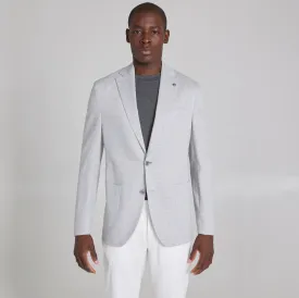 Light Gray Herringbone Hartford Contemporary Fit Cotton-Linen Knit Sport Jacket - Jack Victor