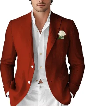 Men's Casual Linen Blazer Lightweight Sport Coat Regular Fit Formal Beach Wedding Groomsmen Jackets Suit 2025
