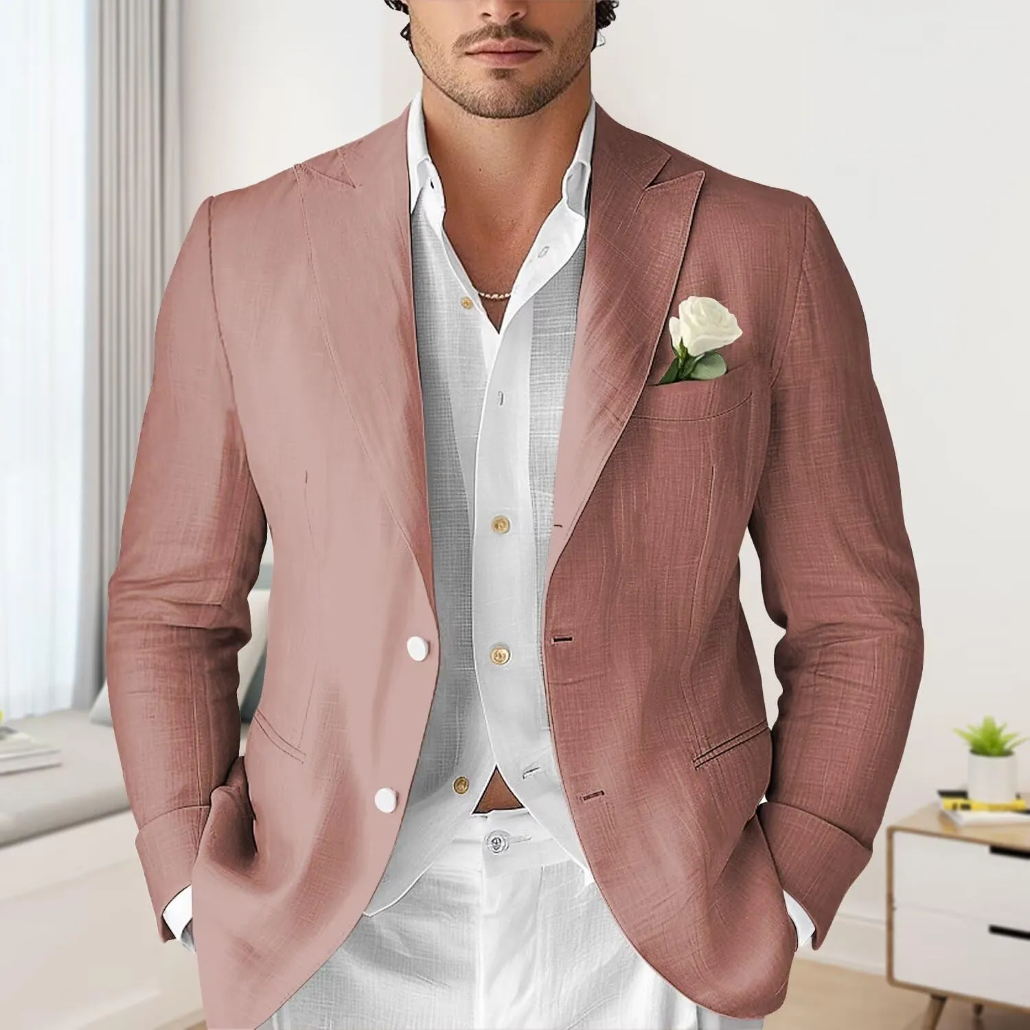 Men's Casual Linen Blazer Lightweight Sport Coat Regular Fit Formal Beach Wedding Groomsmen Jackets Suit 2025