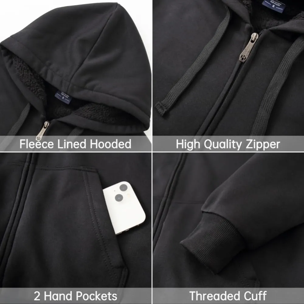 Mens Hoodies Zip Up Thick Sherpa Lined Heavyweight Workout Winter Warm Sweatshirt Jackets