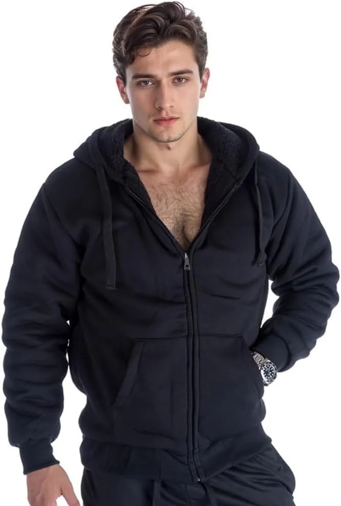 Mens Hoodies Zip Up Thick Sherpa Lined Heavyweight Workout Winter Warm Sweatshirt Jackets