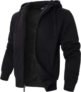 Mens Hoodies Zip Up Thick Sherpa Lined Heavyweight Workout Winter Warm Sweatshirt Jackets