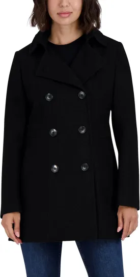 Nautica Women's Peacoat Wool Blend Double Breasted Winter Coat