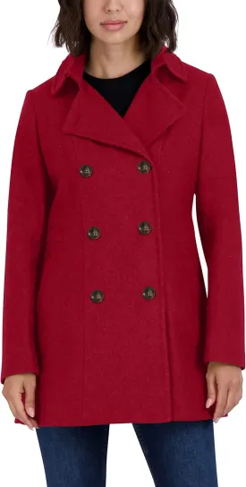 Nautica Women's Peacoat Wool Blend Double Breasted Winter Coat