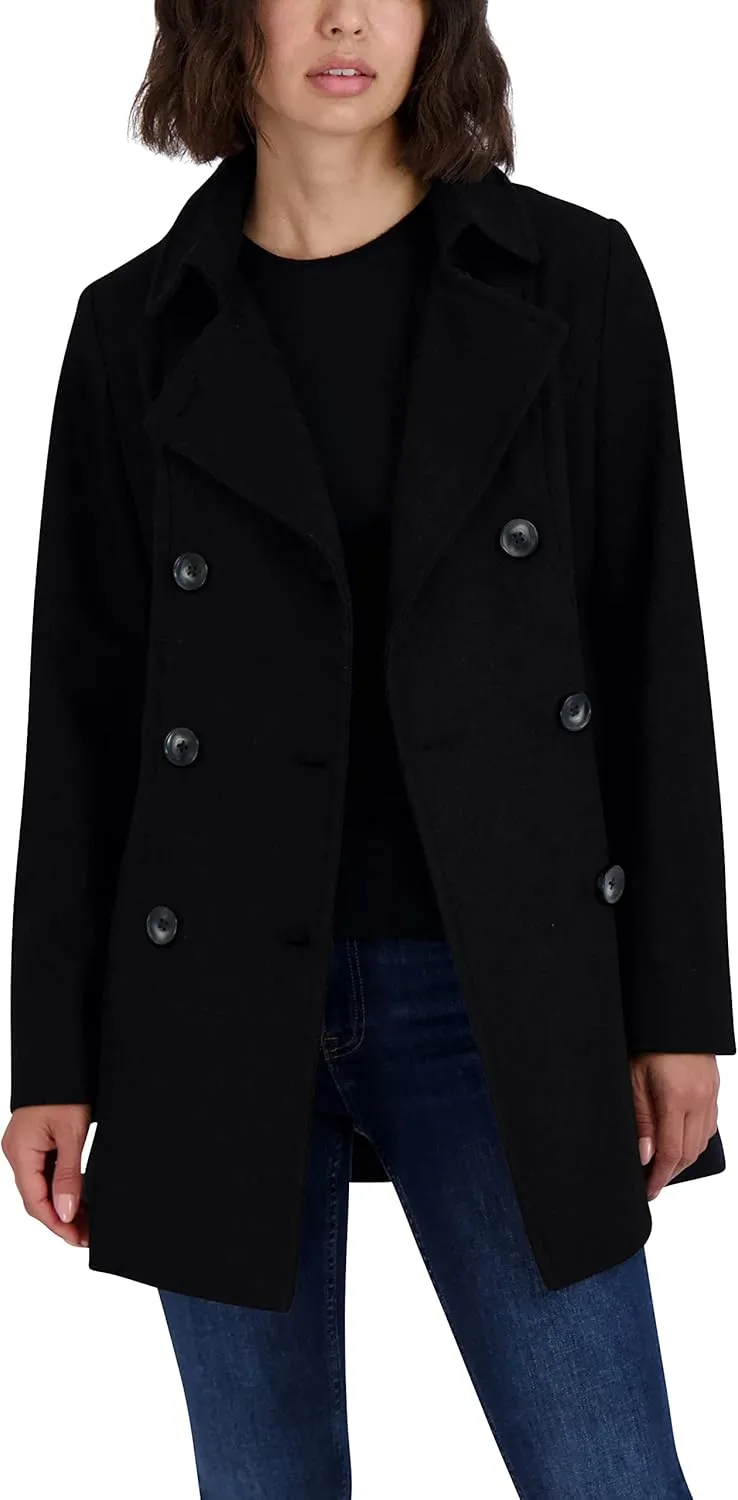 Nautica Women's Peacoat Wool Blend Double Breasted Winter Coat