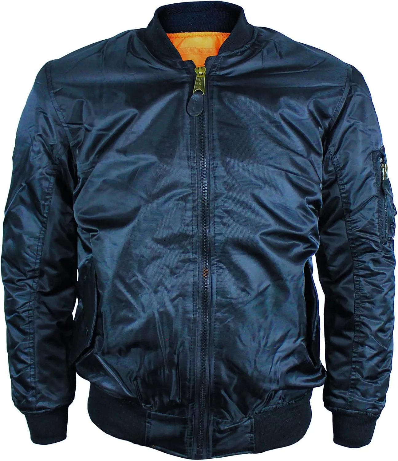 New Men's Water Resistant Reversible Flight Pilot Bomber Jacket (2XL, Navy)