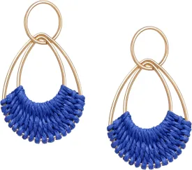 Raffia Hoop Earrings for Women Fun Boho Summer Beach Earrings Lightweight Handmade Straw Wicker Rattan Dangle Earrings Statement Geometric Round Drop Earrings