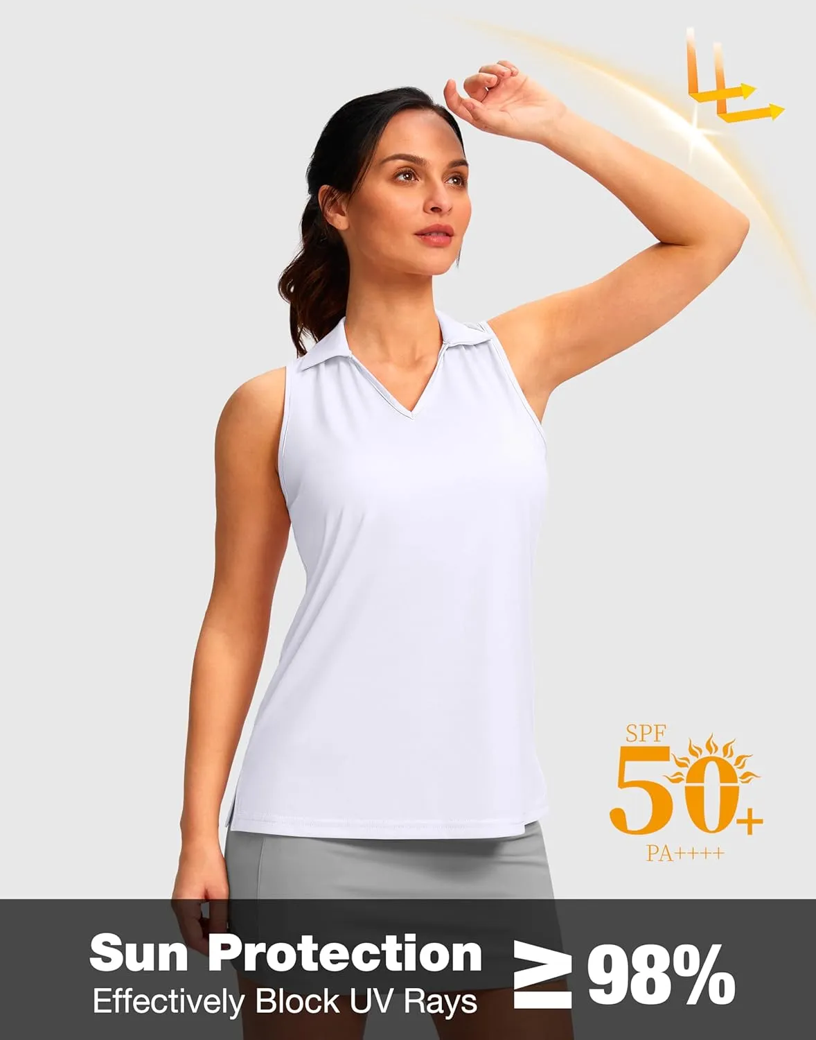 SANTINY Womens Sleeveless Golf Shirt Racerback V Neck Tank Tops Quick Dry Tennis Collared Polo Shirts for Women