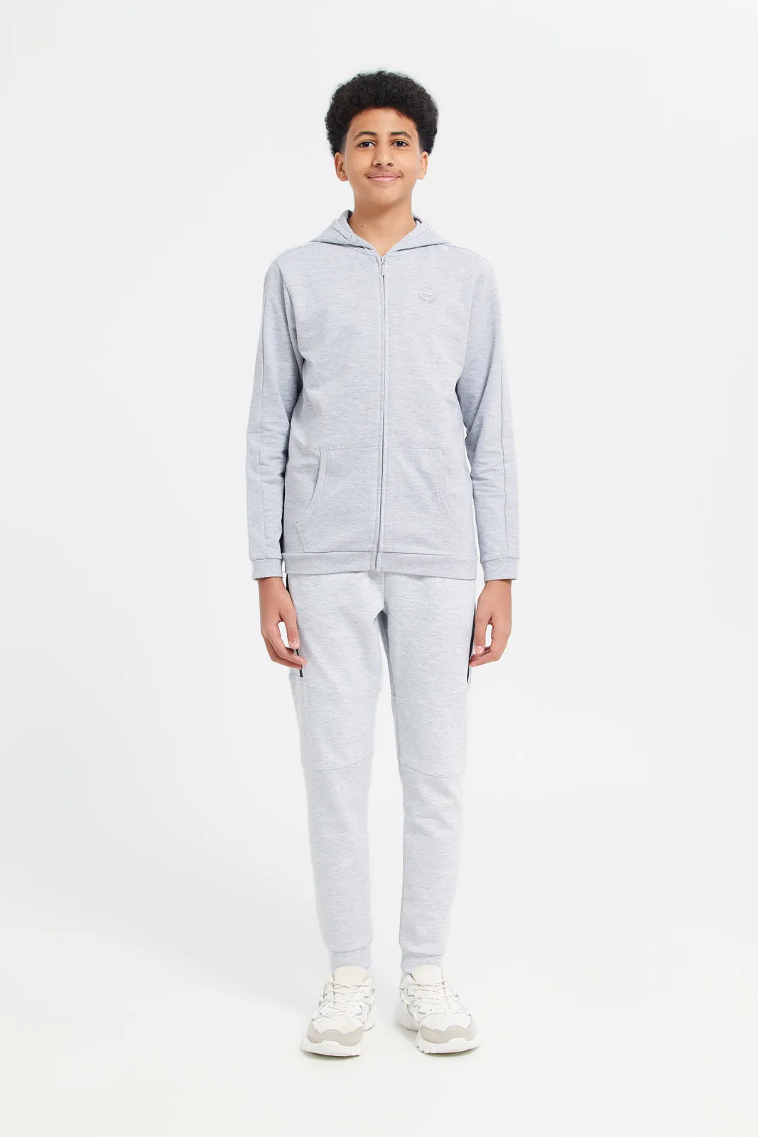 Senior Boys Grey  Pique Joggers With Side Tape