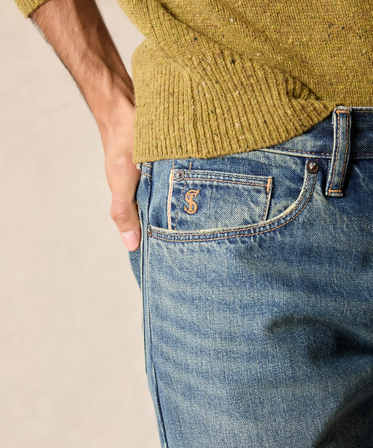 Slim Selvedge Jean in Worn Wash