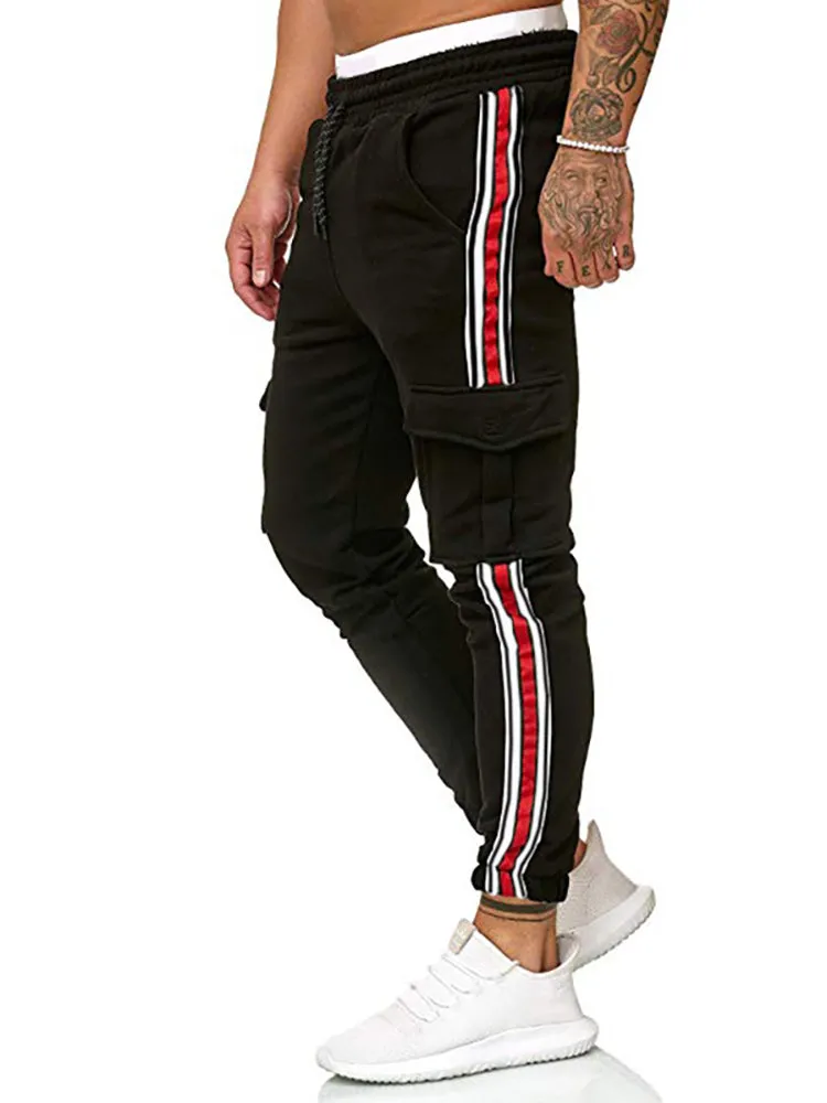 Striped Joint Pocket Drawstring Jogger