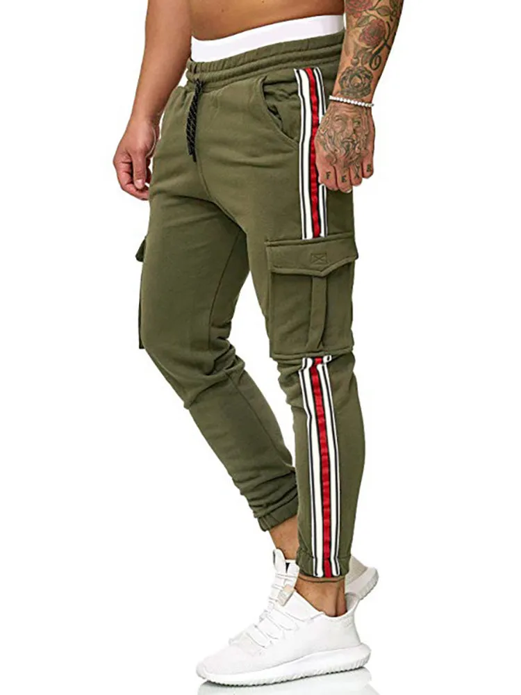 Striped Joint Pocket Drawstring Jogger