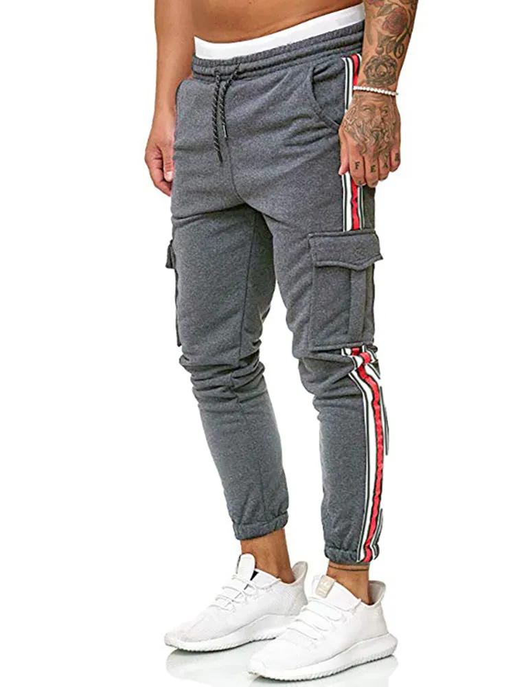 Striped Joint Pocket Drawstring Jogger