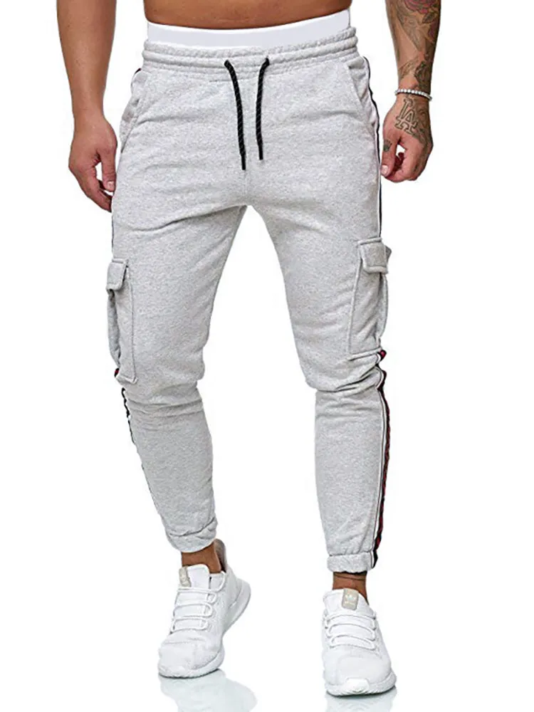 Striped Joint Pocket Drawstring Jogger