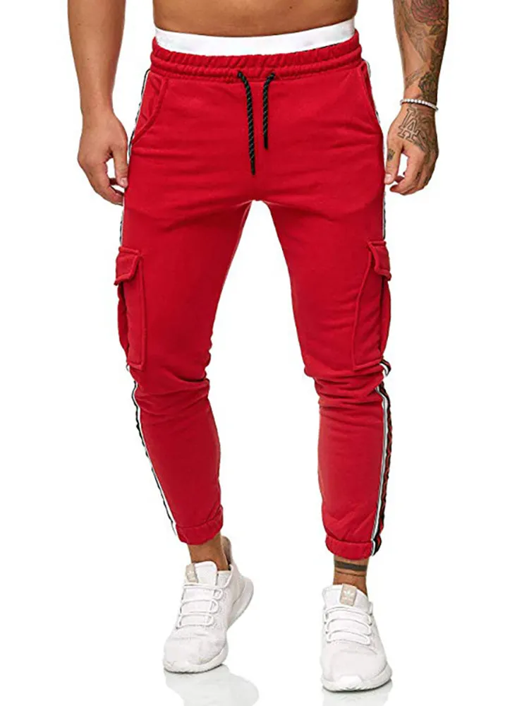 Striped Joint Pocket Drawstring Jogger