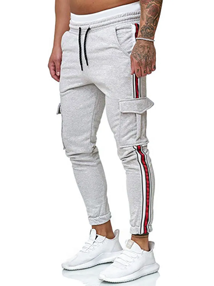 Striped Joint Pocket Drawstring Jogger