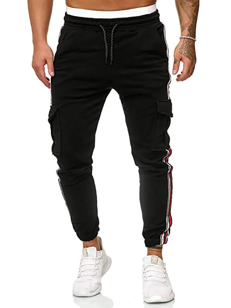 Striped Joint Pocket Drawstring Jogger