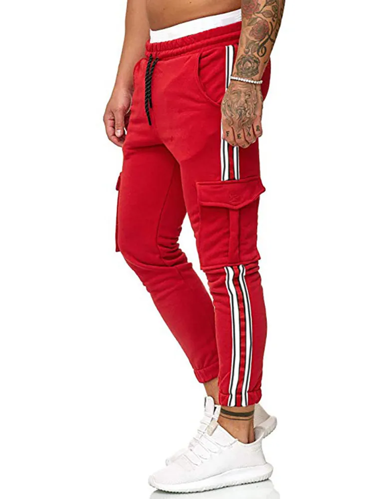 Striped Joint Pocket Drawstring Jogger